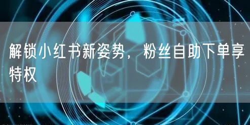 解锁小红书新姿势，粉丝自助下单享特权