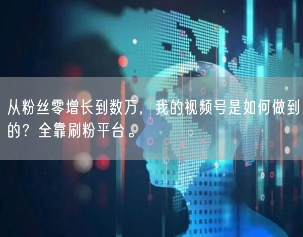 从粉丝零增长到数万，我的视频号是如何做到的？全靠刷粉平台。