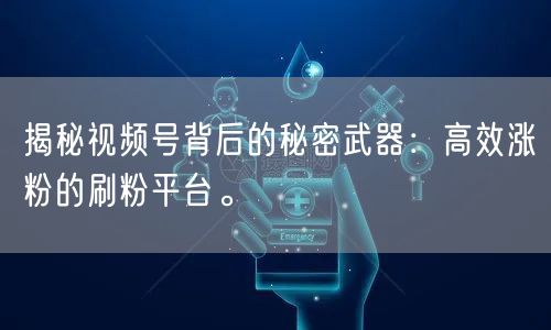 揭秘视频号背后的秘密武器：高效涨粉的刷粉平台。