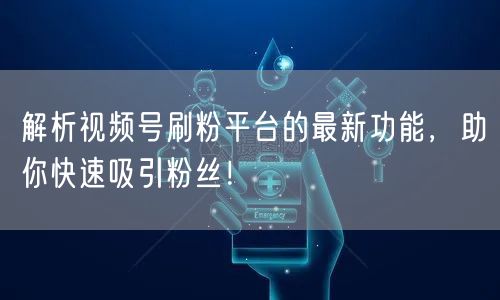 解析视频号刷粉平台的最新功能，助你快速吸引粉丝！