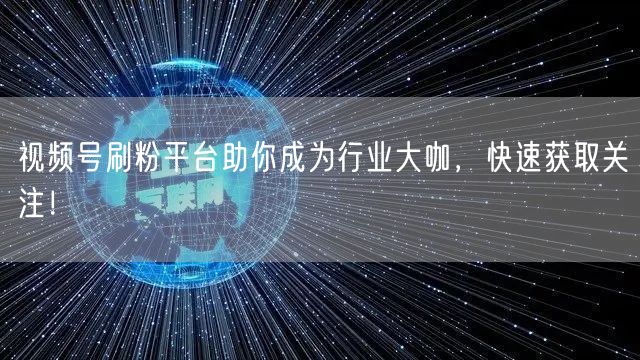 视频号刷粉平台助你成为行业大咖，快速获取关注！