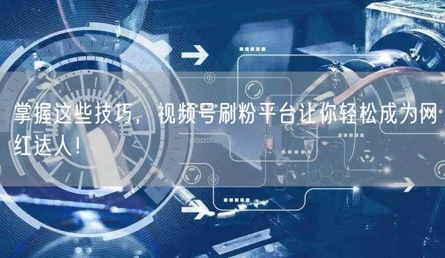 掌握这些技巧，视频号刷粉平台让你轻松成为网红达人！