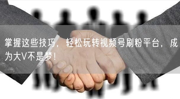 掌握这些技巧，轻松玩转视频号刷粉平台，成为大V不是梦！