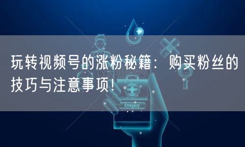 玩转视频号的涨粉秘籍：购买粉丝的技巧与注意事项！