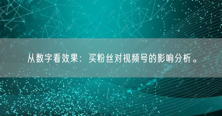 从数字看效果：买粉丝对视频号的影响分析。