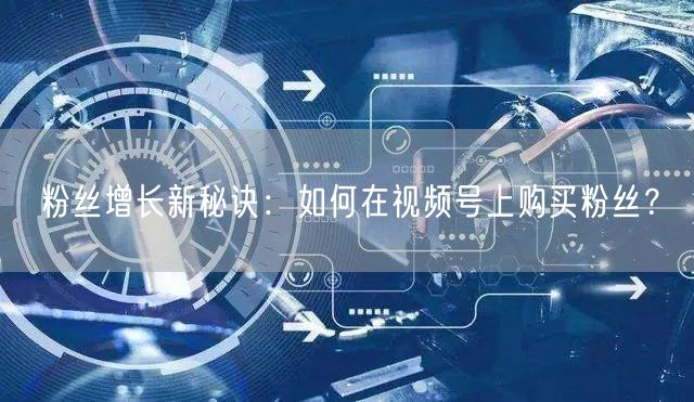 粉丝增长新秘诀：如何在视频号上购买粉丝？