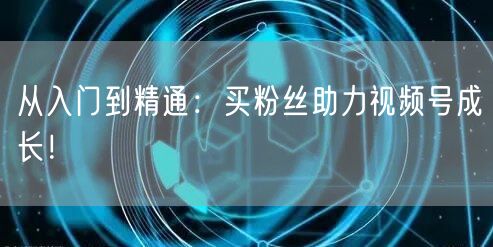 从入门到精通：买粉丝助力视频号成长！