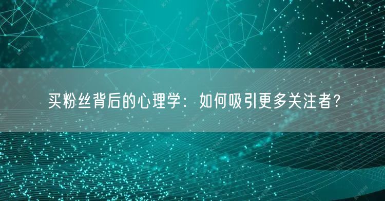 买粉丝背后的心理学：如何吸引更多关注者？