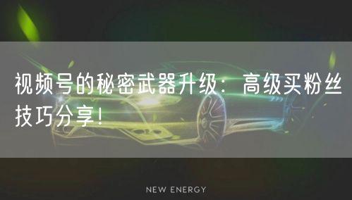 视频号的秘密武器升级：高级买粉丝技巧分享！