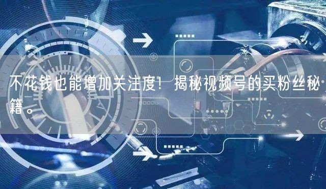不花钱也能增加关注度！揭秘视频号的买粉丝秘籍。