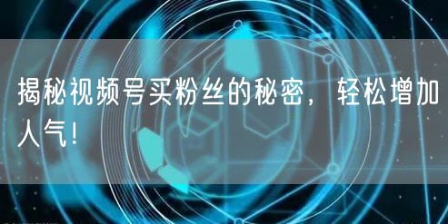 揭秘视频号买粉丝的秘密，轻松增加人气！
