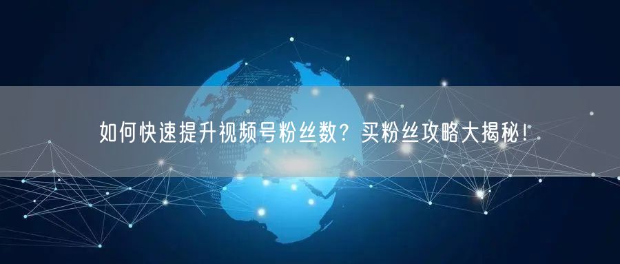 如何快速提升视频号粉丝数？买粉丝攻略大揭秘！