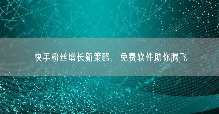 快手粉丝增长新策略，免费软件助你腾飞