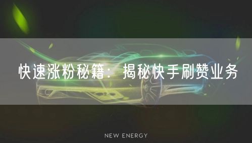 快速涨粉秘籍：揭秘快手刷赞业务