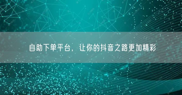 自助下单平台，让你的抖音之路更加精彩