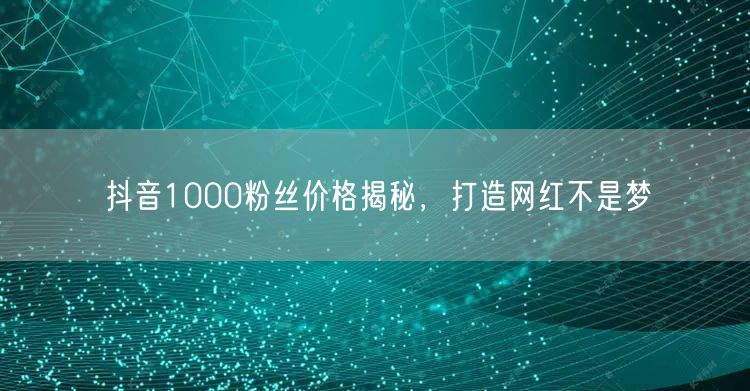 抖音1000粉丝价格揭秘，打造网红不是梦