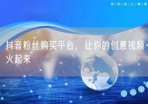 抖音粉丝购买平台，让你的创意视频火起来