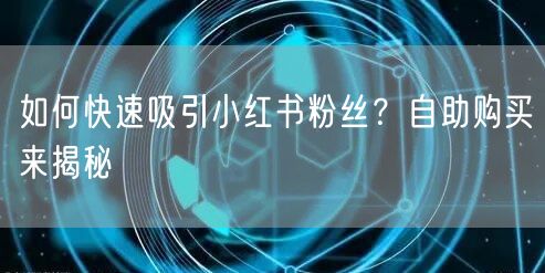 如何快速吸引小红书粉丝？自助购买来揭秘