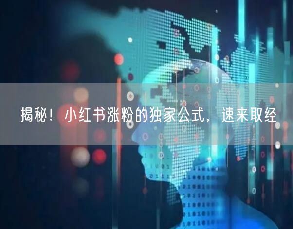 揭秘！小红书涨粉的独家公式，速来取经