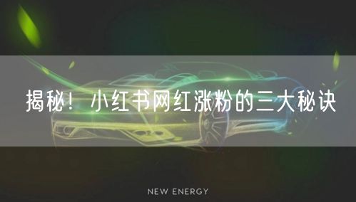 揭秘！小红书网红涨粉的三大秘诀