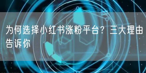 为何选择小红书涨粉平台？三大理由告诉你