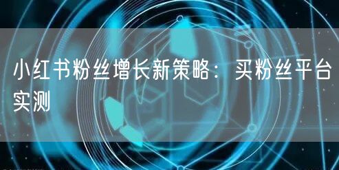小红书粉丝增长新策略：买粉丝平台实测