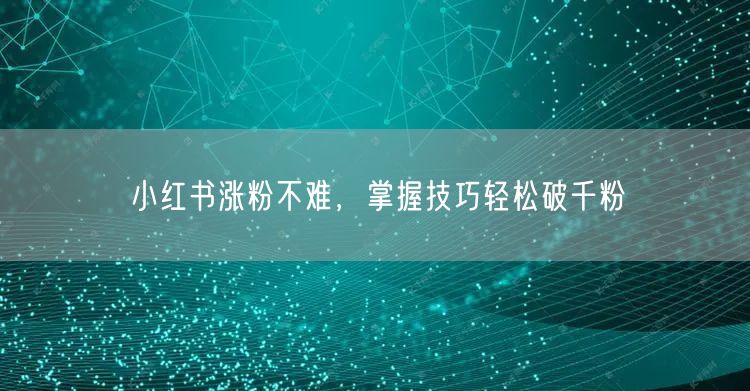 小红书涨粉不难，掌握技巧轻松破千粉