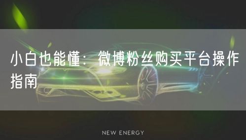 小白也能懂：微博粉丝购买平台操作指南