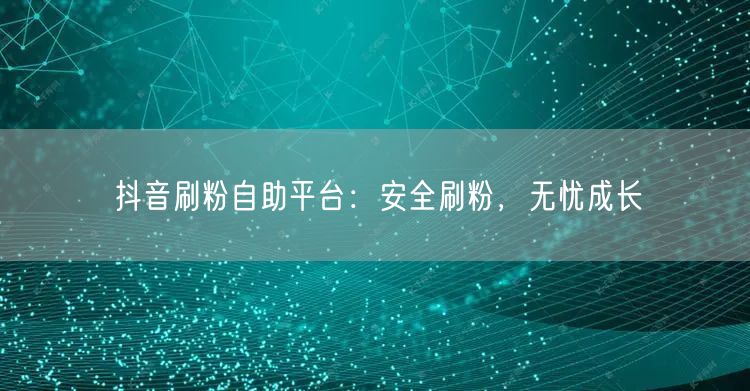 抖音刷粉自助平台：安全刷粉，无忧成长