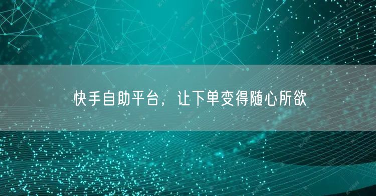 快手自助平台，让下单变得随心所欲