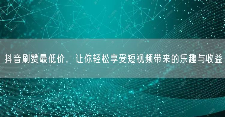 抖音刷赞最低价，让你轻松享受短视频带来的乐趣与收益