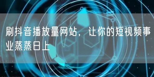 刷抖音播放量网站，让你的短视频事业蒸蒸日上