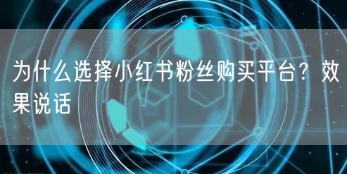为什么选择小红书粉丝购买平台？效果说话