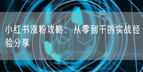 小红书涨粉攻略：从零到千的实战经验分享