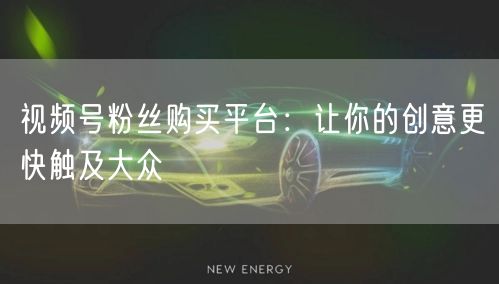 视频号粉丝购买平台：让你的创意更快触及大众