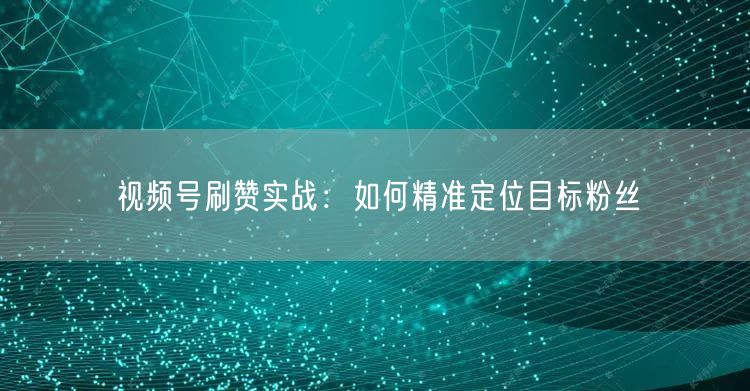 视频号刷赞实战：如何精准定位目标粉丝