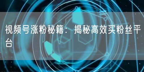 视频号涨粉秘籍：揭秘高效买粉丝平台