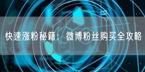 快速涨粉秘籍：微博粉丝购买全攻略