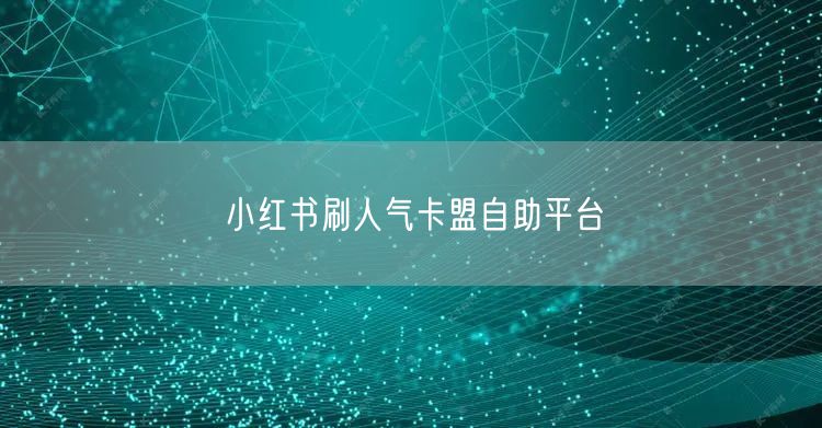 小红书刷人气卡盟自助平台